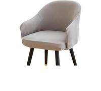 Lot de 2 housses de chaise de salle à manger extensibles avec accoudoirs et dossier incurvé et pivotant, gris clair