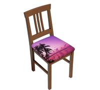 Lot de 2 housses de chaise de salle à manger extensibles avec imprimé arbre tropical rose, doux, amovible et lavable