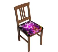 Lot de 2 housses de chaise de salle à manger extensibles avec imprimé papillon rose, doux, amovible et lavable