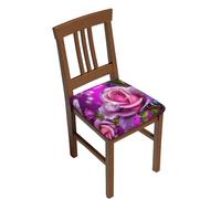 Lot de 2 housses de chaise de salle à manger extensibles avec imprimé rose et papillons - Housses douces, amovibles et lavables pour chaises de salle à manger