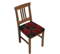 Lot de 2 housses de chaise de salle à manger extensibles avec imprimé rose rouge, housses de siège douces, amovibles et lavables pour chaises de salle à manger, protection de siège de salle à manger