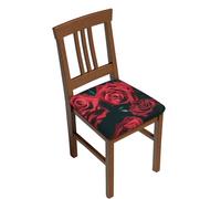 Lot de 2 housses de chaise de salle à manger extensibles avec imprimé rose rouge, housses de siège douces, amovibles et lavables pour chaises de salle à manger, protection de siège de salle à manger
