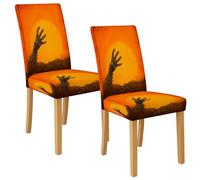 Lot de 2 housses de chaise de salle à manger Zombie en élasthanne, extensibles et lavables, housses décoratives pour salle à manger d'Halloween