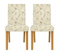 Lot de 2 housses de chaise en coquillages pour chaises de salle à manger, galets d'herbe naturelle côtière, beige d'été, élasthanne, housses de protection élastiques lavables pour salle à manger
