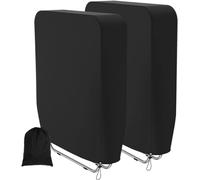 Lot de 2 housses de chaise inclinables pliantes avec sac de rangement et cordon de serrage, résistantes aux intempéries, housse de chaise longue pour extérieur et intérieur, jardin (Noir)