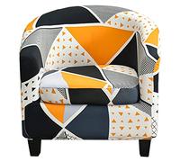 Lot de 2 housses de chaise tonneau amovibles haute élasticité imprimées douces pour salle à manger, salon, Internet, café, bar, bureau, réception