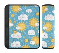 Lot de 2 housses de cou simples pour siège de voiture - Motif nuages et soleil - Protège votre cou et vos épaules - Accessoires de voiture