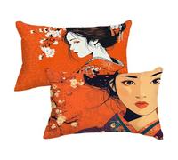 Lot de 2 Housses de Coussin 30x60 Japon Taie d'oreiller Femme Taie Oreiller Rectangulaire Velours Double Face Décoratif Coussin avec Fermeture Éclair Invisible pour Canapé Salon Cadeau Femme,Model71