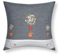 Lot de 2 Housses de Coussin 40x40 cm Brodée Fleur en Pot Avizar Bleu Bleu G