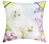 Lot de 2 Housses de Coussin 40x40 cm Motif Chat Blanc Avizar Multicolore Multicolore G