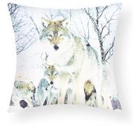Lot de 2 Housses de Coussin 40x40 cm Motif Meute de Loup Avizar Blanc Blanc G
