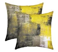 Lot de 2 Housses de Coussin 40x40 Gris Doré, Housse d'oreiller Grunge Ombre, Coussin Décoratifs Graffiti Peinture À L'Huile, Housses de Coussin Décorative Art Contemporain Aquarelle pour Maison