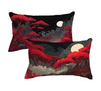Lot de 2 Housses de Coussin 40x60 RéTro Taie d'oreiller Sommet De La Montagne Taie Oreiller Rectangulaire Velours Décoratif Coussin avec Fermeture Éclair Invisible pour Canapé Lit Cadeau Femme,Model5