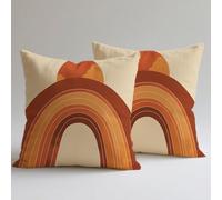 Lot de 2 Housses de Coussin 45×45 cmLin Côtelé Doux,Taie D'oreiller Salon,Decoration Chambre,Coussin Canape,Coussin Rectangulaire,étanche Extérieur Housse Oreiller Le Rainbow Coucher De Soleil C0F1236