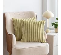 Lot de 2 Housses de Coussin 45x45 50x50 Velours Peluche Taie D'oreiller Douce à Rayures Moelleuses Decoration Housse Oreiller Avec Fermeture Éclair pour Canapé, Salon, lit(E,45x45cm(Pack of 2))