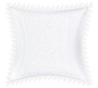 Lot de 2 Housses de Coussin 45x45 cm Bordure Dentelle Feuille Avizar Blanc Blanc G