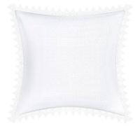 Lot de 2 Housses de Coussin 45x45 cm Bordure Dentelle Fleur Avizar Blanc Blanc G