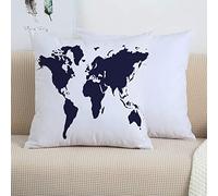 Lot de 2 Housses de Coussin 45x45 cm,Carte, graphique couleur indigo Carte du monde Vivid Display International Thème mondi,Housse Coussins de Canapé en Polyester pour Taies d'oreiller de Canapé Salon