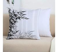 Lot de 2 Housses de Coussin 45x45 cm,Décrochage, bambou, feuilles, sur, clair, simple, fond, vie organique, illustration ar,Housse Coussins de Canapé en Polyester pour Taies d'oreiller de Canapé Salon