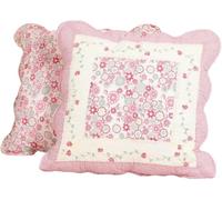 Lot de 2 Housses de Coussin 45x45 cm en Coton 100% Matelassé, Style Cottage Boho avec Patchwork Floral, Housses Décoratives pour Canapé et Chambre, Look Campagne(Patchwork Flower l)