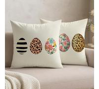 Lot de 2 Housses de Coussin 45x45 en Velours Pâques - Housse Coussins œuf de Pâques Taies d'oreiller avec Fermeture Éclair Invisible - Coussins Canapé Décoratif pour Jardin Lit Salon Chambre,-#b1260s