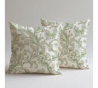 Lot de 2 Housses de Coussin 50×50 cmLin Côtelé Doux - Taie D'oreiller pour Salon,Decoration Chambre,Coussin Canape,Coussin Rectangulaire,étanche Extérieur Housse Oreiller Vert Feuilles 3 C0F-232