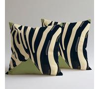 Lot de 2 Housses de Coussin 50×50 cmLin Côtelé Doux - Taie D'oreiller pour Salon,Decoration Chambre,Coussin Canape,Coussin Rectangulaire,étanche Extérieur Housse Oreiller Geschenke Vert Stripes C0F146