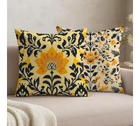 Lot de 2 Housses de Coussin 55 x 55 en Velours Moutarde - Housse Coussins Bohême Taies d'oreiller Décoratives avec Fermeture Éclair Invisible - Coussins Canapé Décoratif pour Lit Salon Chambre,-#b774s