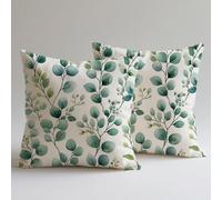 Lot de 2 Housses de Coussin 60×60 cmLin Côtelé Doux - Taie D'oreiller pour Salon,Decoration Chambre,Coussin Canape,Coussin Rectangulaire,étanche Extérieur Housse Oreiller Vert Feuilles 4 C0F-231