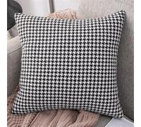Lot de 2 Housses de Coussin 60 x 60 cm, Style Rustique Classique, Motif Pied-de-Poule, décoratives, en Simili-Lin, Style rétro, à Carreaux, pour canapé-lit, Salon, Noir