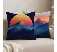 Lot de 2 Housses de Coussin 60 x 60 en Velours Bleu - Housse Coussins Montagne Taies d'oreiller Décoratives avec Fermeture Éclair Invisible - Coussins Canapé Décoratif pour Lit Salon Chambre, -#b1914s