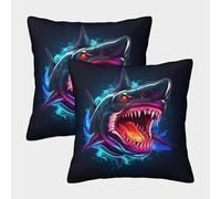 Lot De 2 Housses De Coussin Animé Requin Throw Taie d'oreiller Sea Animaux Lavable pour La Maison, Le Canapé, Le Jardin 40x40cm