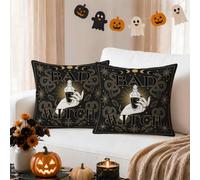 Lot de 2 housses de coussin avec citation occulte « Bad Witch » - 30,5 x