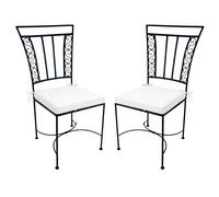 Lot De 2 Chaises En Fer Ronda Fait Main Noires, Chaise De Jardin