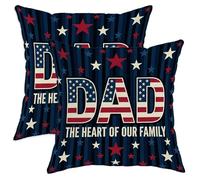 Lot de 2 housses de coussin carrées avec fermeture éclair dissimulée et motif à rayures patriotiques audacieuses pour salon, appartement, lit, canapé, décoration 45,7 x 45,7 cm, bleu marine