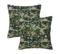 Lot de 2 housses de coussin carrées décoratives modernes pour lit, canapé, sofa, 30 x 30 cm, vert militaire