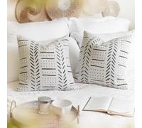 Lot de 2 housses de coussin d coratives BlissBlush blanc cass 20 x 20 cm, style boh me, style ferme, carr , confortable et doux, pour Co