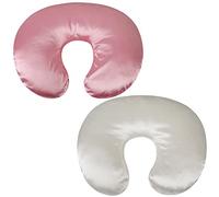 Lot de 2 housses de coussin d'allaitement en satin de soie ultra douce compatible avec le coussin d'allaitement Boppy - Protège les cheveux et la peau de bébé - Blanc et rose