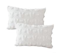 Lot de 2 housses de coussin de Pâques avec motif œuf de lapin pour canapé, salon, extérieur - Décoration saisonnière (blanc, 30 x 50 cm)