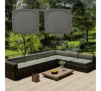 Lot de 2 housses de coussin de terrasse imperméables avec fermeture éclair pour canapé en L et canapé d'angle - Gris clair (55 x 50 x 10 cm) - Coussins de jardin en rotin durable