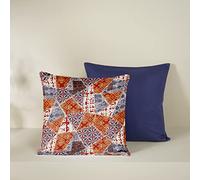 Lot de 2 Housses de Coussin déco imprimé, 100% Coton Satin