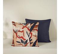 Lot de 2 Housses de Coussin déco imprimé, 100% Coton Satin