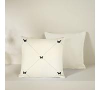 Lot de 2 Housses de Coussin déco imprimé, 100% Coton Satin