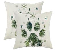 Lot de 2 housses de coussin décoratives à motif empreintes de pattes avec fermeture éclair dissimulée pour salon, lit, bureau, canapé, chaise, décoration 71 x 71 cm, vert d'hiver