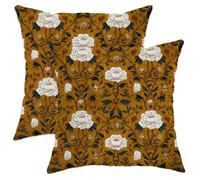 Lot de 2 housses de coussin décoratives à motif floral d'automne, pivoine jaune moutarde, décoration d'intérieur pour canapé, lit, canapé, 35,6 x 35,6 cm