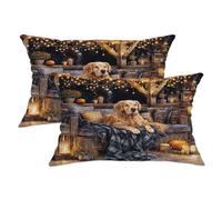 Lot de 2 housses de coussin décoratives automnales, motif chien golden retriever, décoration d'automne confortable pour salon, canapé, lit, canapé, 50,8 x 30,5 cm