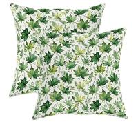 Lot de 2 housses de coussin décoratives avec fermeture éclair dissimulée et motif feuilles de fougère botanique pour maison, salon, chambre à coucher, dortoir, canapé, 30,5 x 30,5 cm, vert automne