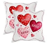 Lot de 2 housses de coussin décoratives avec fermeture éclair dissimulée - Motif à pois ludiques - Pour salon, lit, bureau, canapé, chaise - 40,6 x 40,6 cm - Rouge