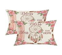 Lot de 2 housses de coussin décoratives avec fermeture éclair dissimulée - Motif attrape-rêves et plumes - Style bohème vintage - Pour salon, appartement, lit, canapé - 50,8 x 30,5 cm
