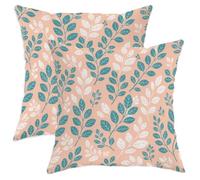 Lot de 2 housses de coussin décoratives avec fermeture éclair dissimulée, motif feuilles et branches florales contemporaines, pour salon, appartement, lit, canapé, décoration de 30,5 x 30,5 cm, bleu
